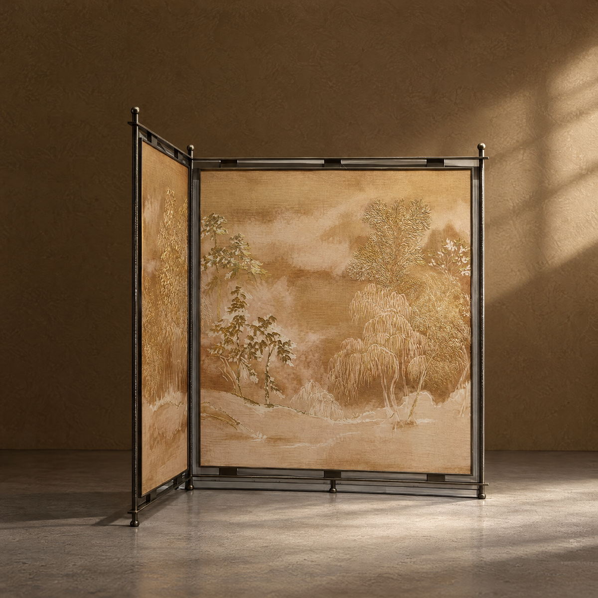 Amber Landscape Screen - Warm-Toned Landscape Textile Screen