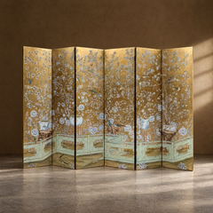 Gilded Garden Screen - Gold-Leaf Hand-Painted Garden Screen