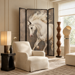 White Mane Screen - Hand-Painted White Horse Screen
