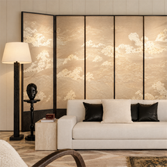 Tidal Reverie Screen - Wave Motif Textile Screen