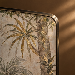 Verdant Reverie Screen - Curved Tropical Botanical Textile Screen