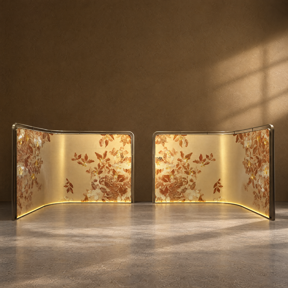 Petal Arc Screen - Curved Botanical Textile Screen
