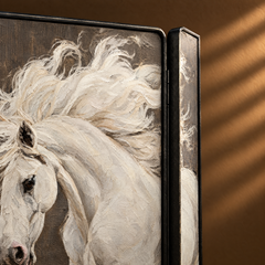 White Mane Screen - Hand-Painted White Horse Screen