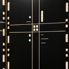 Tessera Screen - Geometric Wood and Shell Inlay Screen