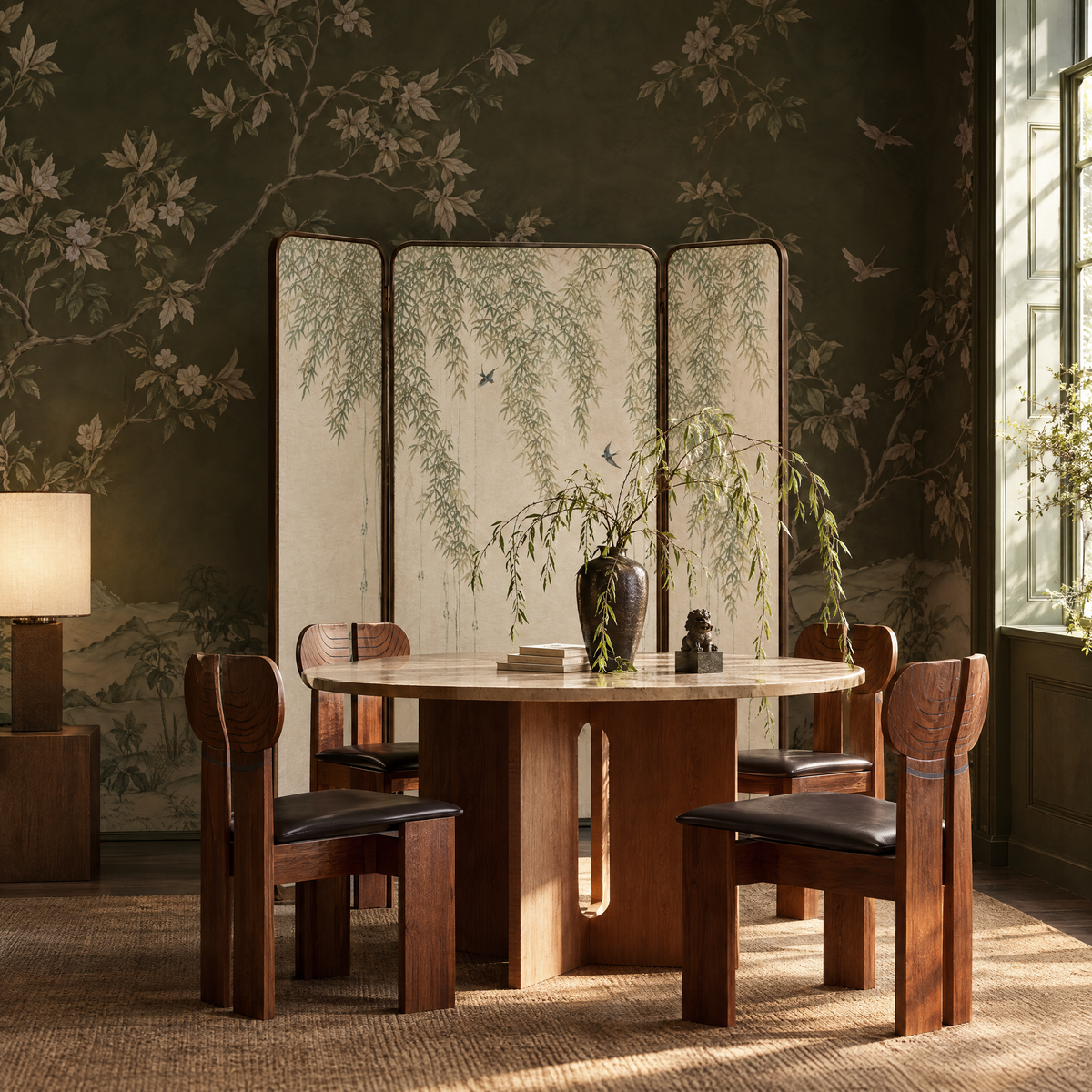 Willow Whisper Screen - Willow and Bird Textile Screen