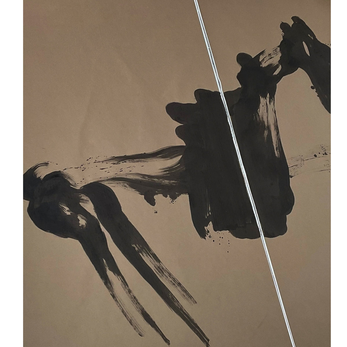 Expressive black ink brushwork developed for a custom screen