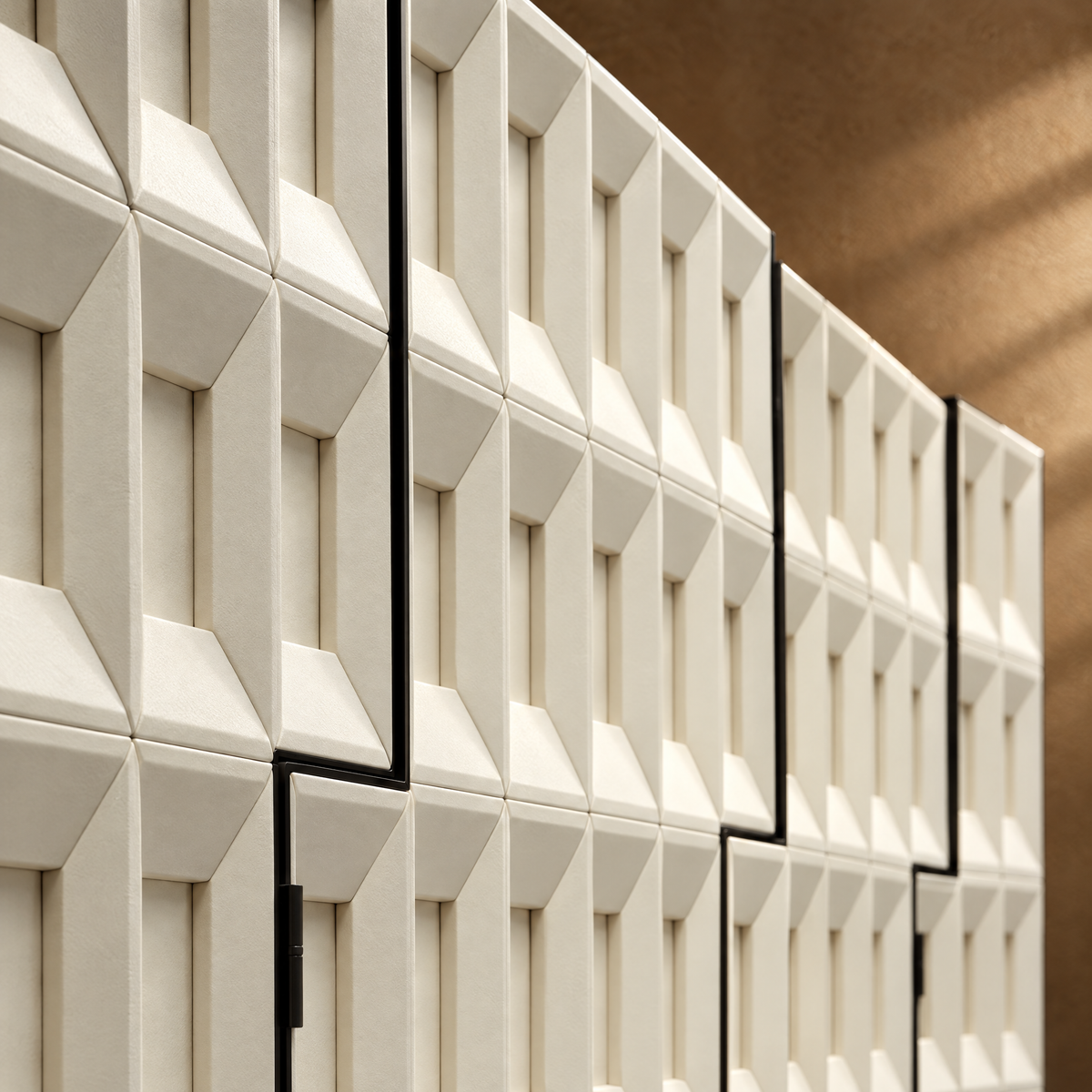 Facet Screen - Sculpted Leather Panel Screen