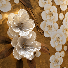 Fleur Relief Screen - Hand-Painted Dimensional Floral Screen