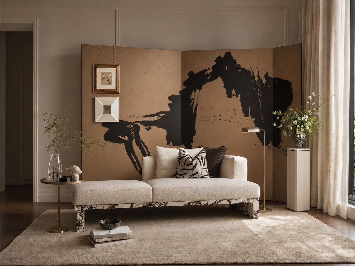 Ink Rhythm Screen — Calligraphy Textile Screen
