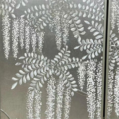 Argent Bloom Screen - Silver-Leaf Hand-Painted Wisteria Screen