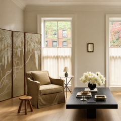 Argent Bloom Screen - Silver-Leaf Hand-Painted Wisteria Screen
