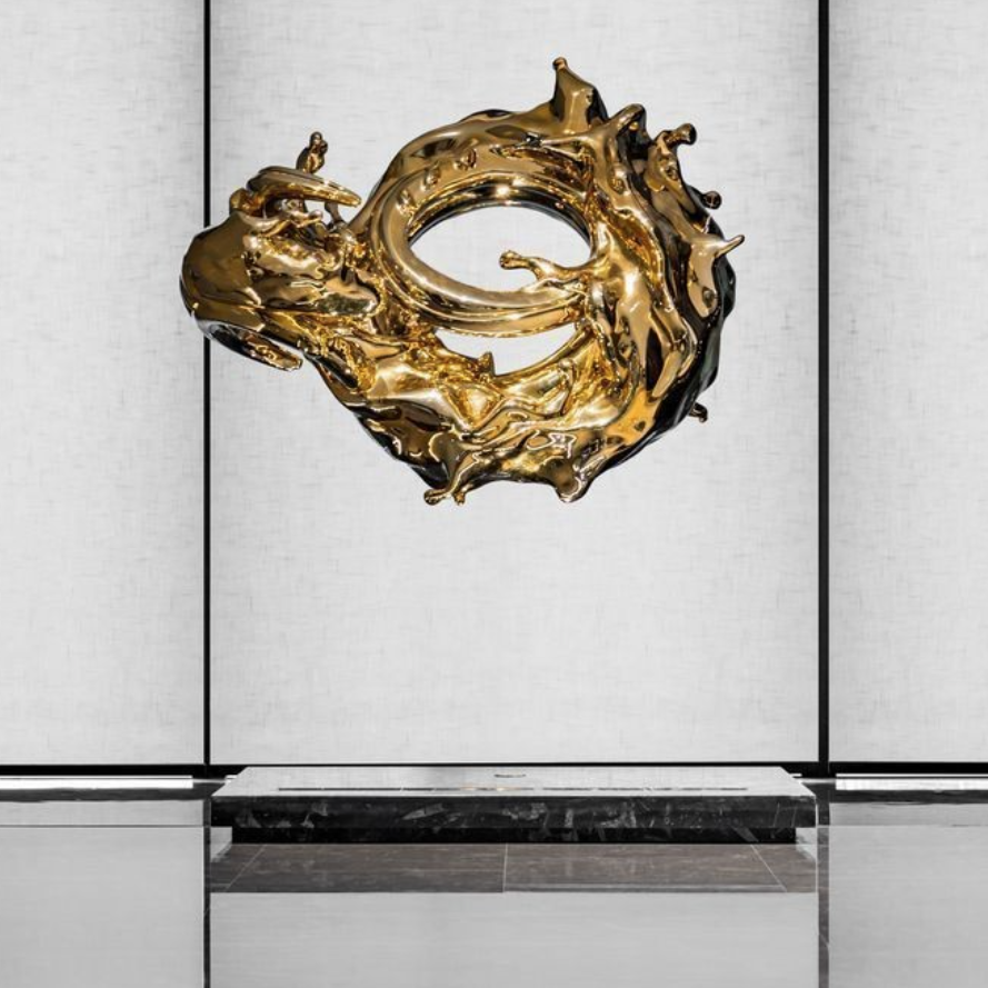 Golden Tide Suspended Metal Sculpture
