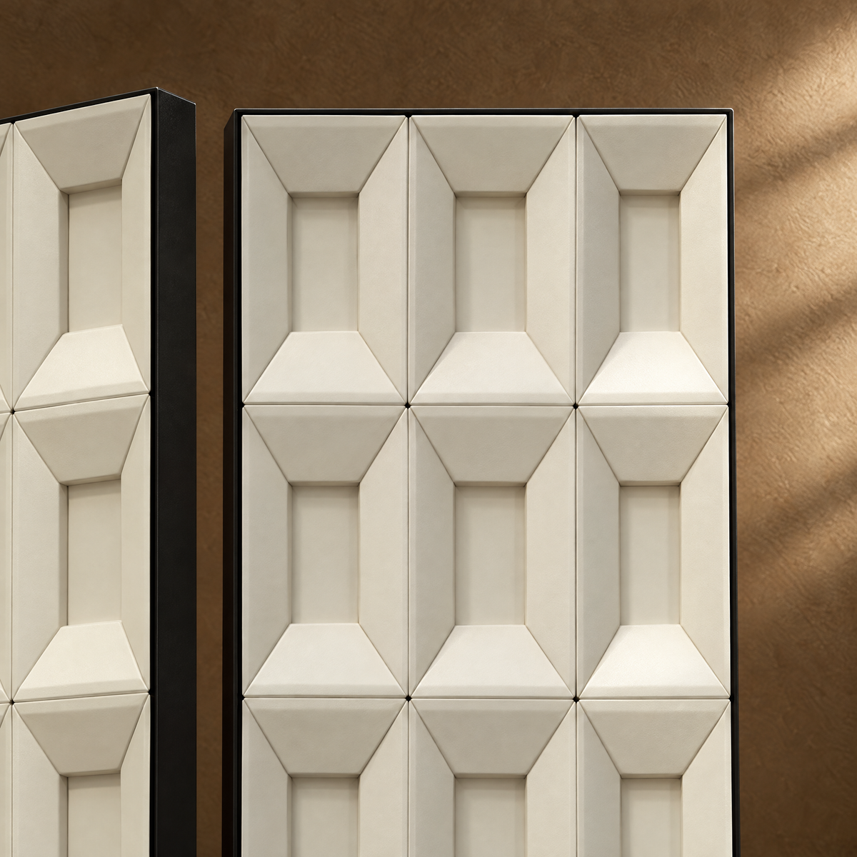 Facet Screen - Sculpted Leather Panel Screen